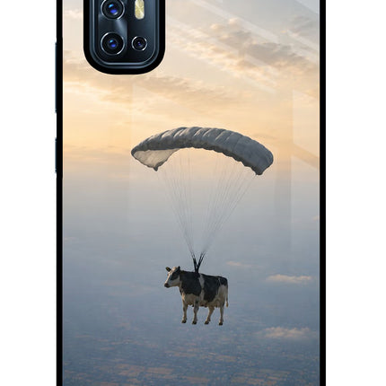 Skydiving Cow Vivo V17 Glass Case