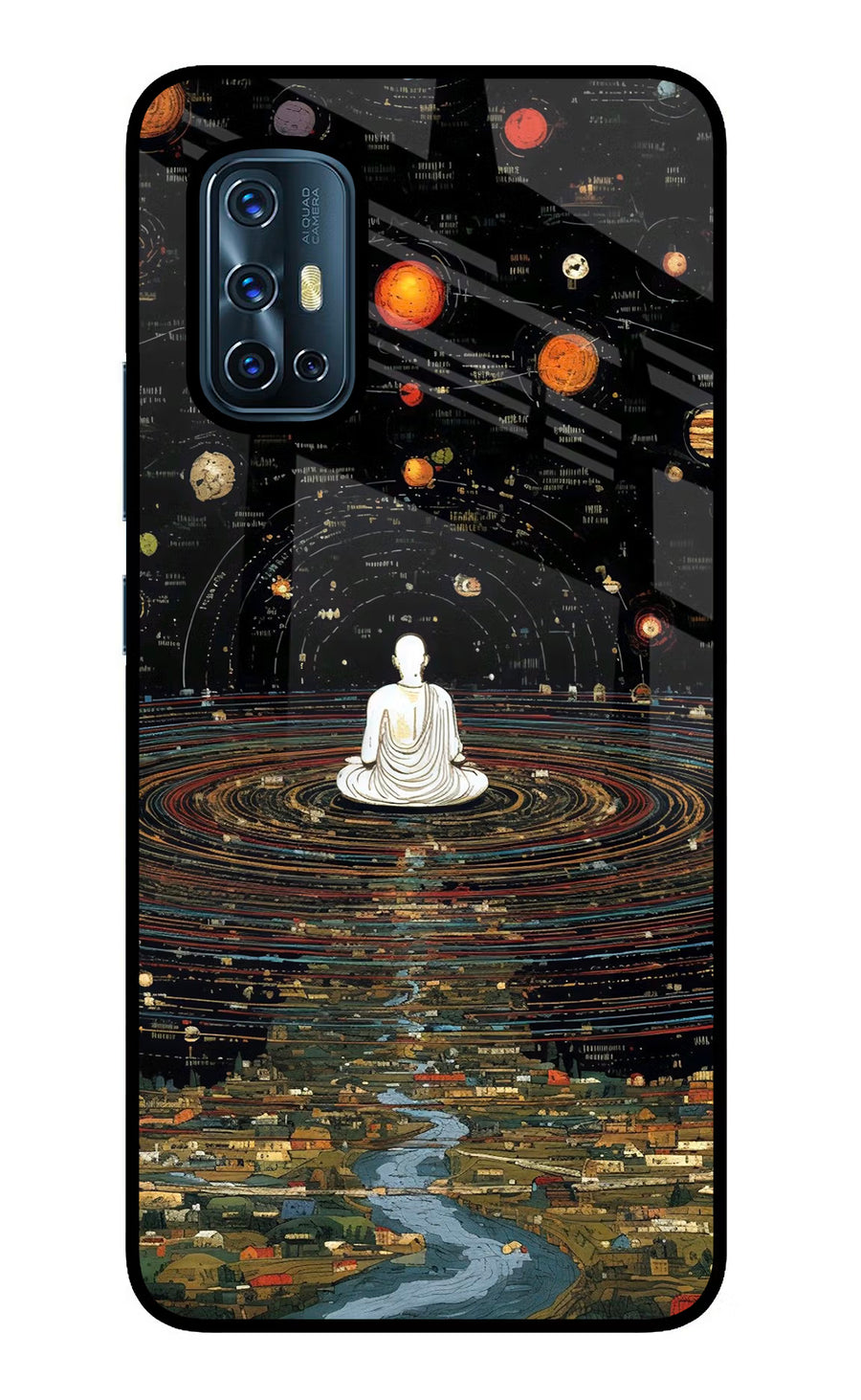Space Monk Vivo V17 Back Cover, Glass case