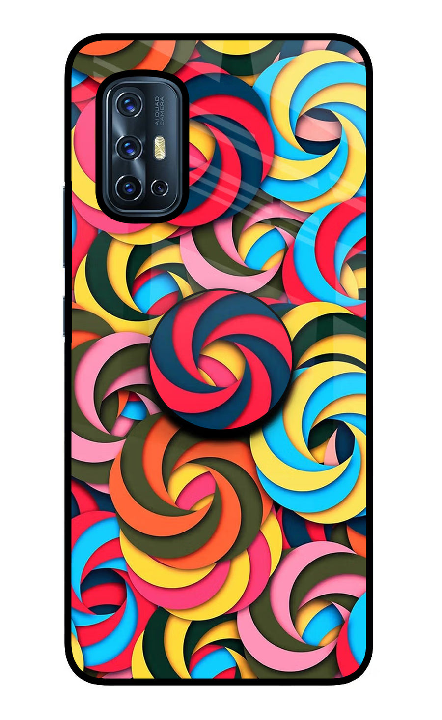 Spiral Pattern Vivo V17 Pop Case, Glass case