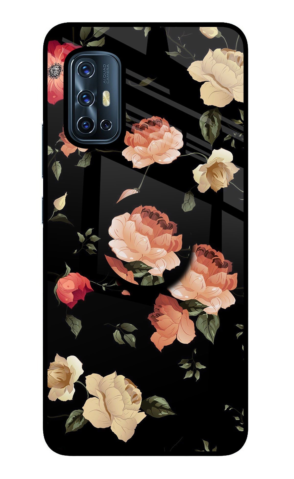 Flowers Vivo V17 Glass Case