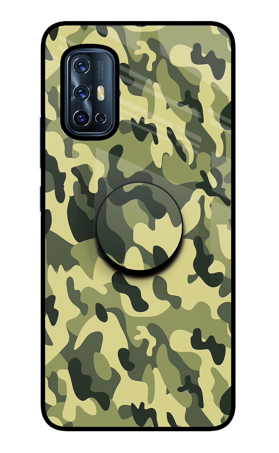 Camouflage Vivo V17 Glass Case