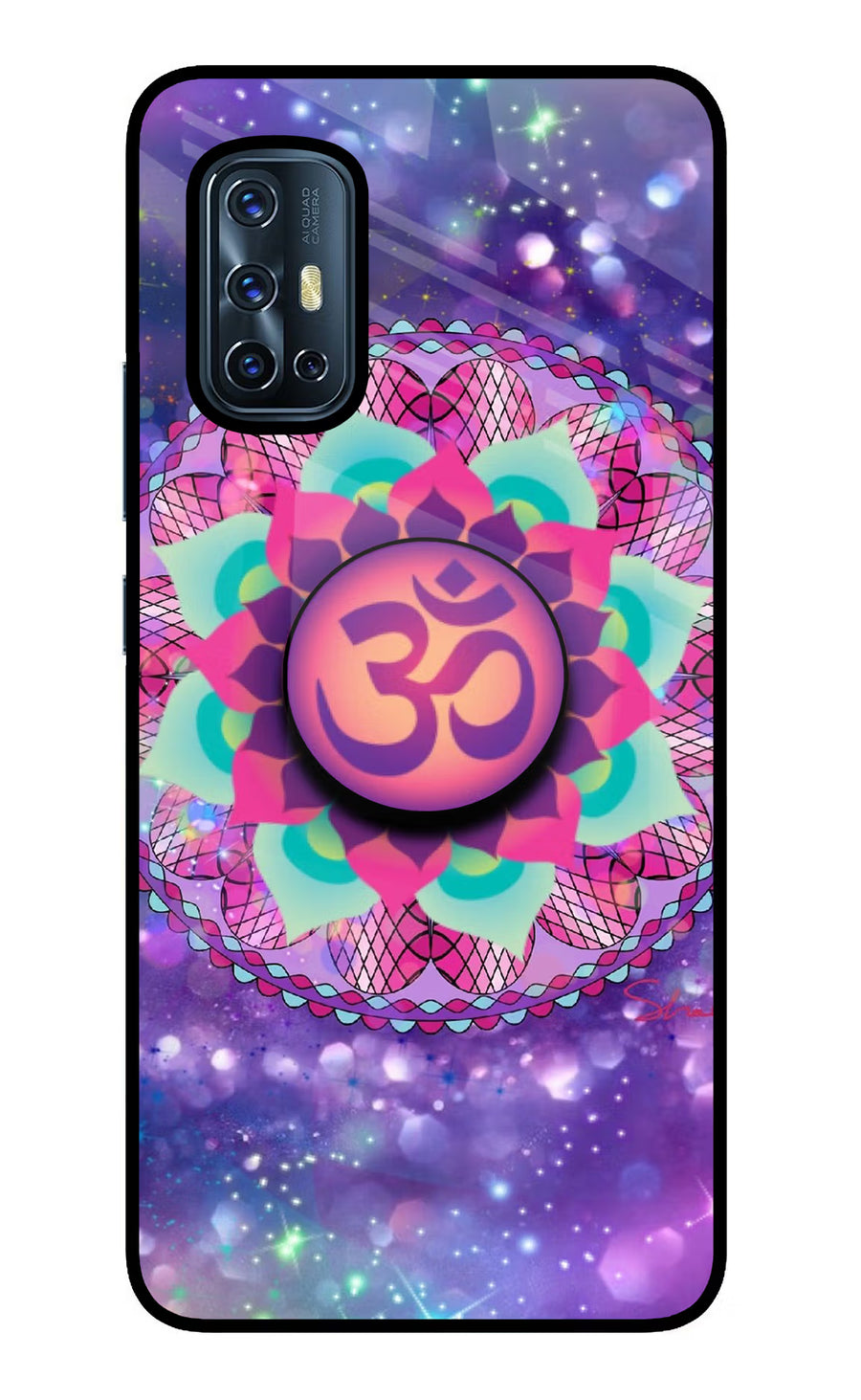Om Purple Vivo V17 Pop Case, Glass case