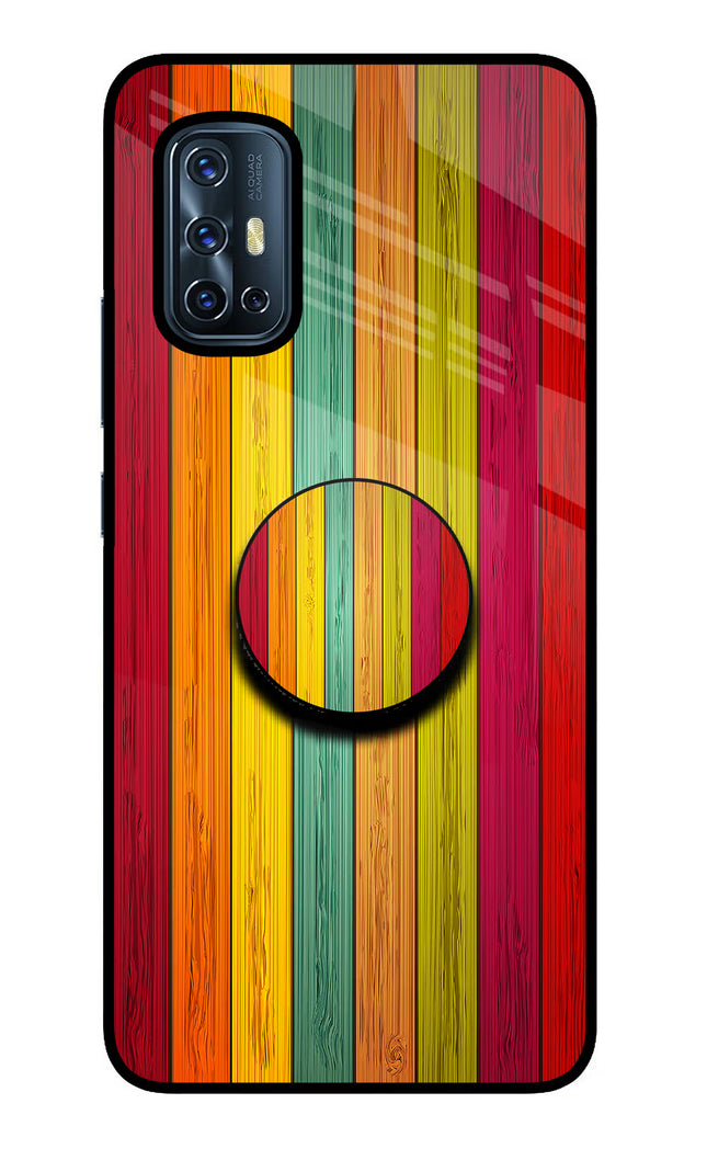 Multicolor Wooden Vivo V17 Pop Case by Casekaro