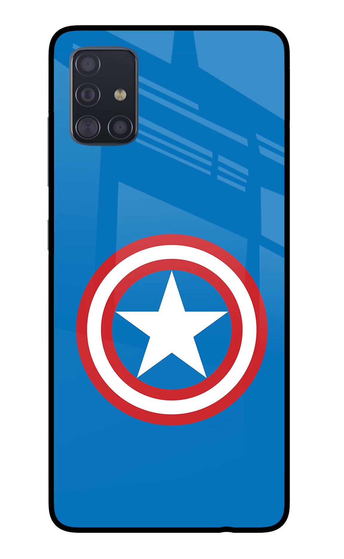 Captain America Logo Samsung A51 Glass Case Back Cover by Casekaro