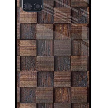 Wooden Cube Design Samsung A51 Glass Case Back Cover by Casekaro