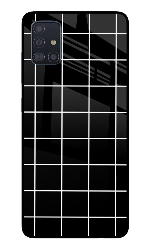 White Grid Samsung A51 Glass Case
