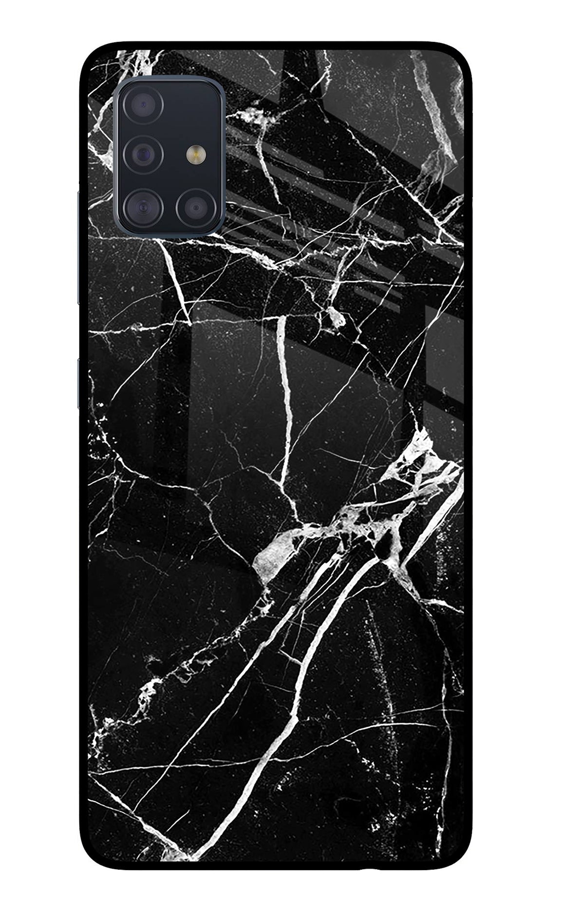 Black Marble Pattern Samsung A51 Glass Case