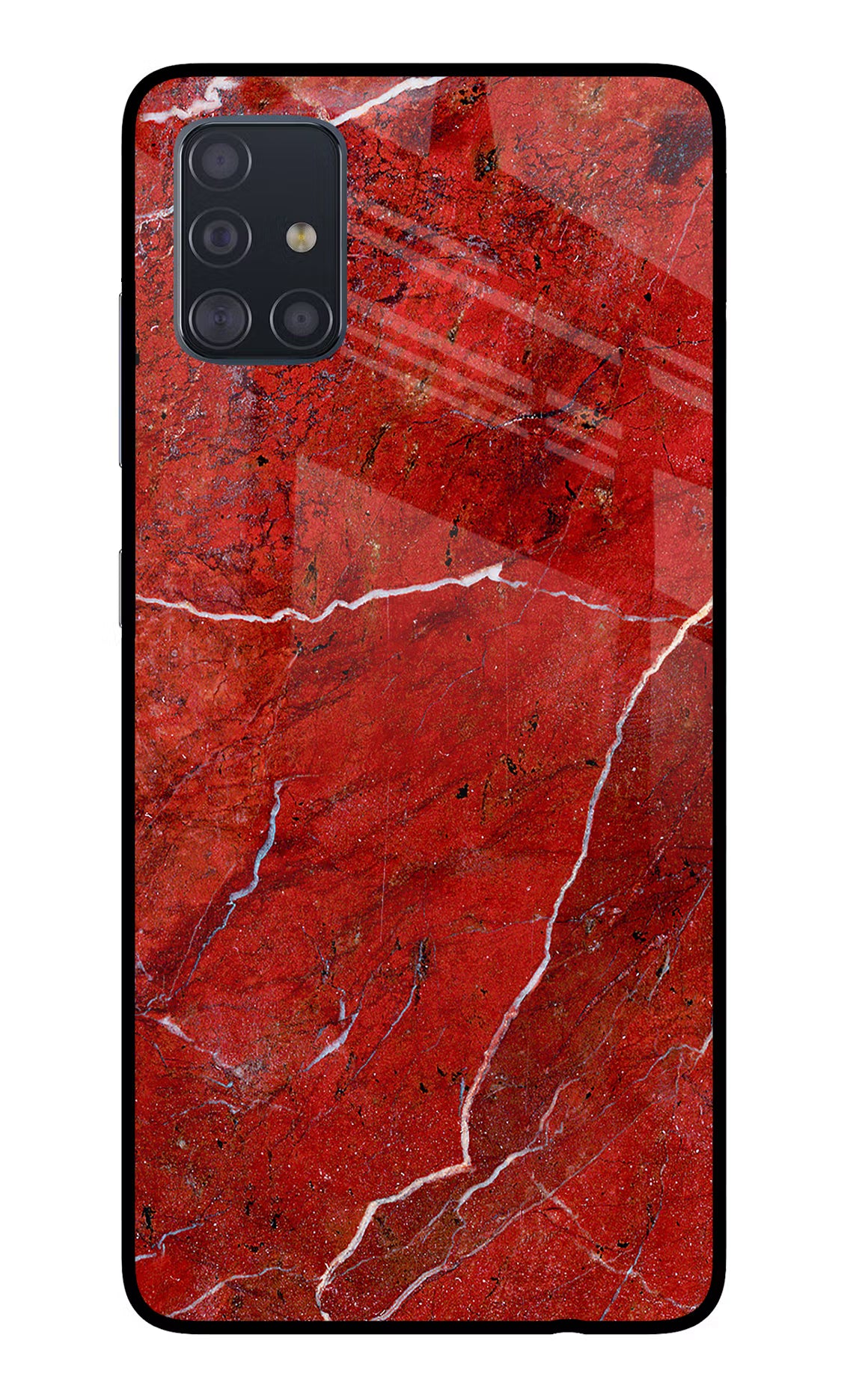 Red Marble Design Samsung A51 Glass Case Back Cover by Casekaro