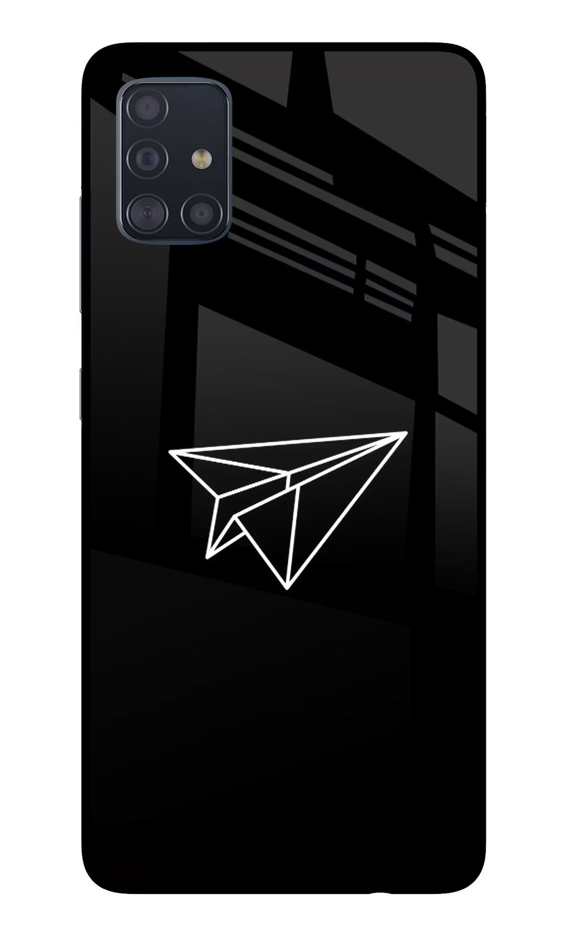 Paper Plane White Samsung A51 Glass Case Back Cover by Casekaro