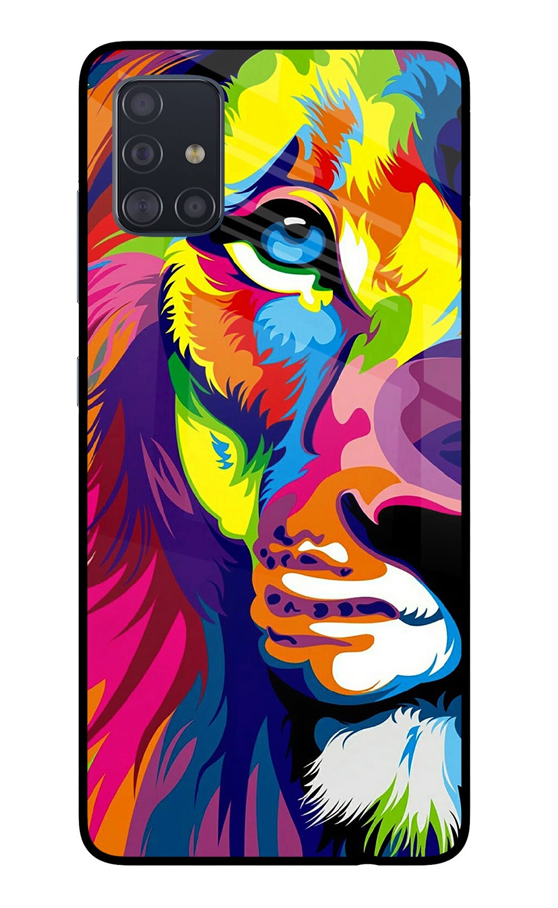 Lion Half Face Samsung A51 Glass Case