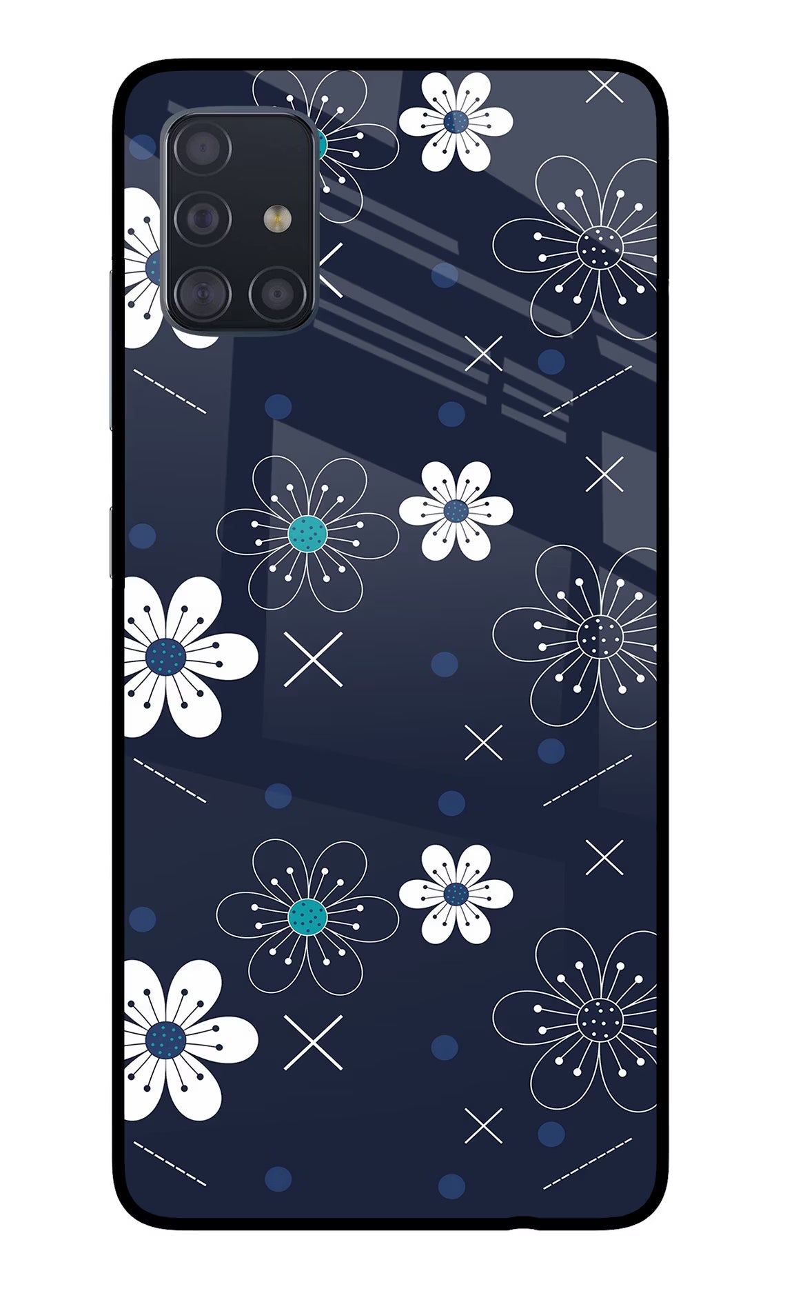 Flowers Samsung A51 Glass Case Back Cover by Casekaro