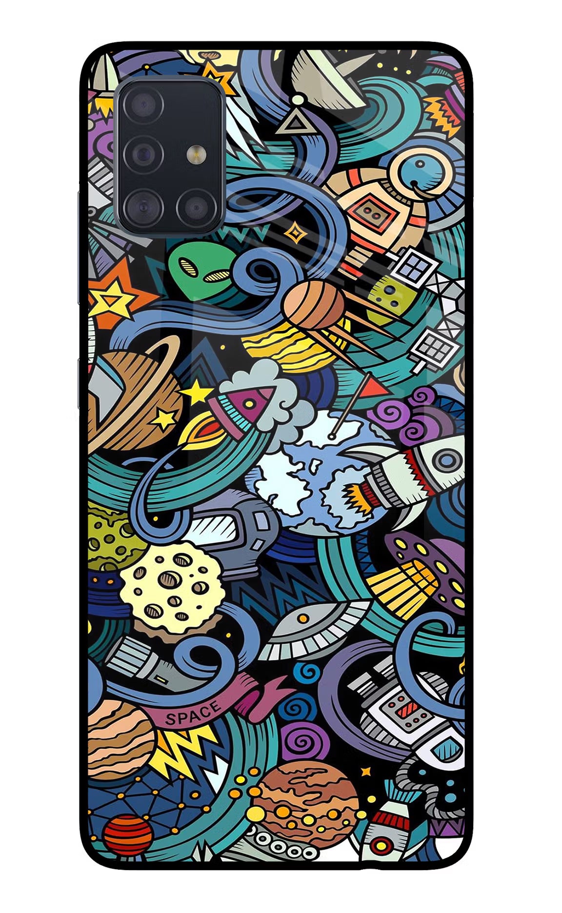 Space Abstract Samsung A51 Glass Case Back Cover by Casekaro