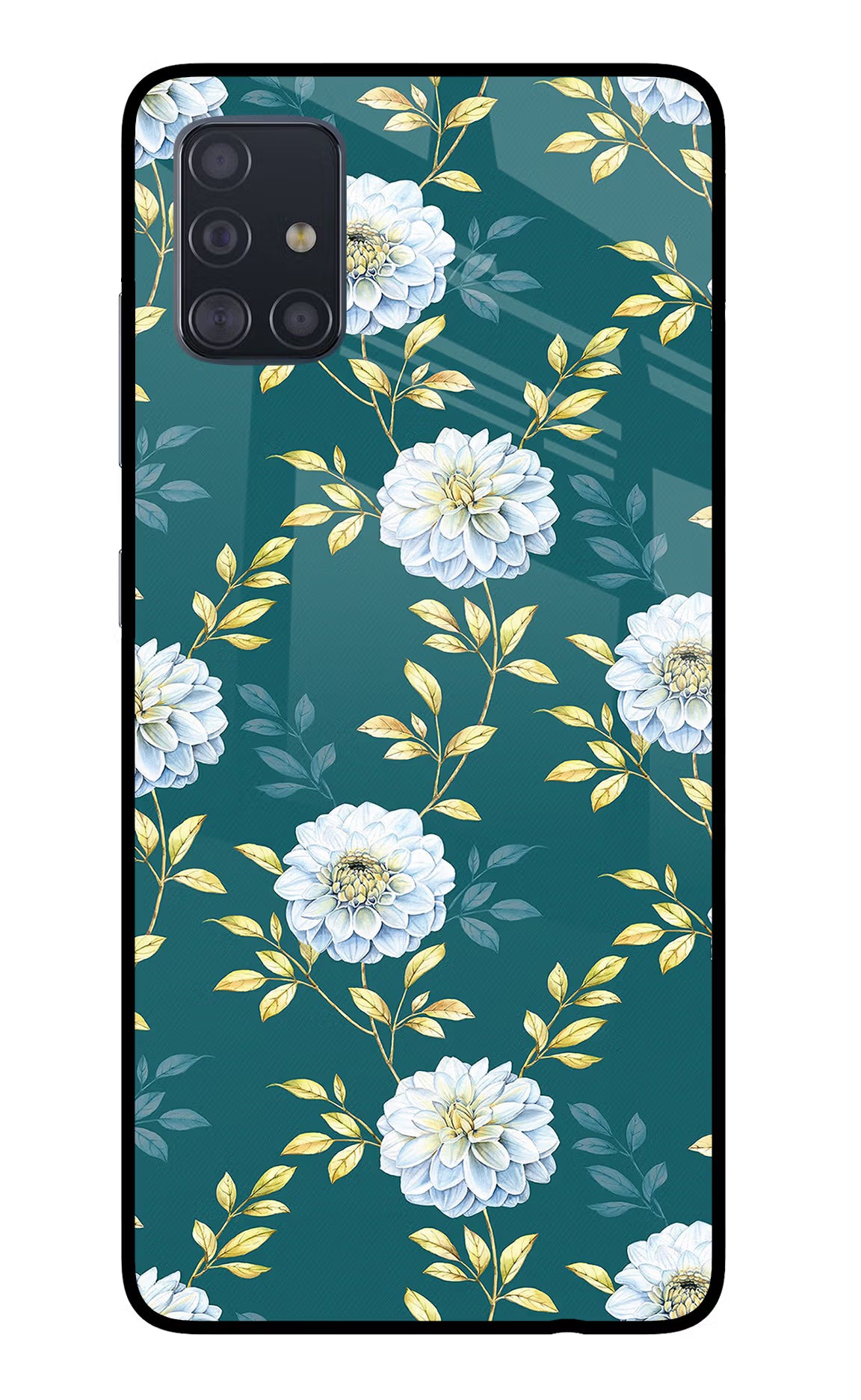 Flowers Samsung A51 Glass Case Back Cover by Casekaro