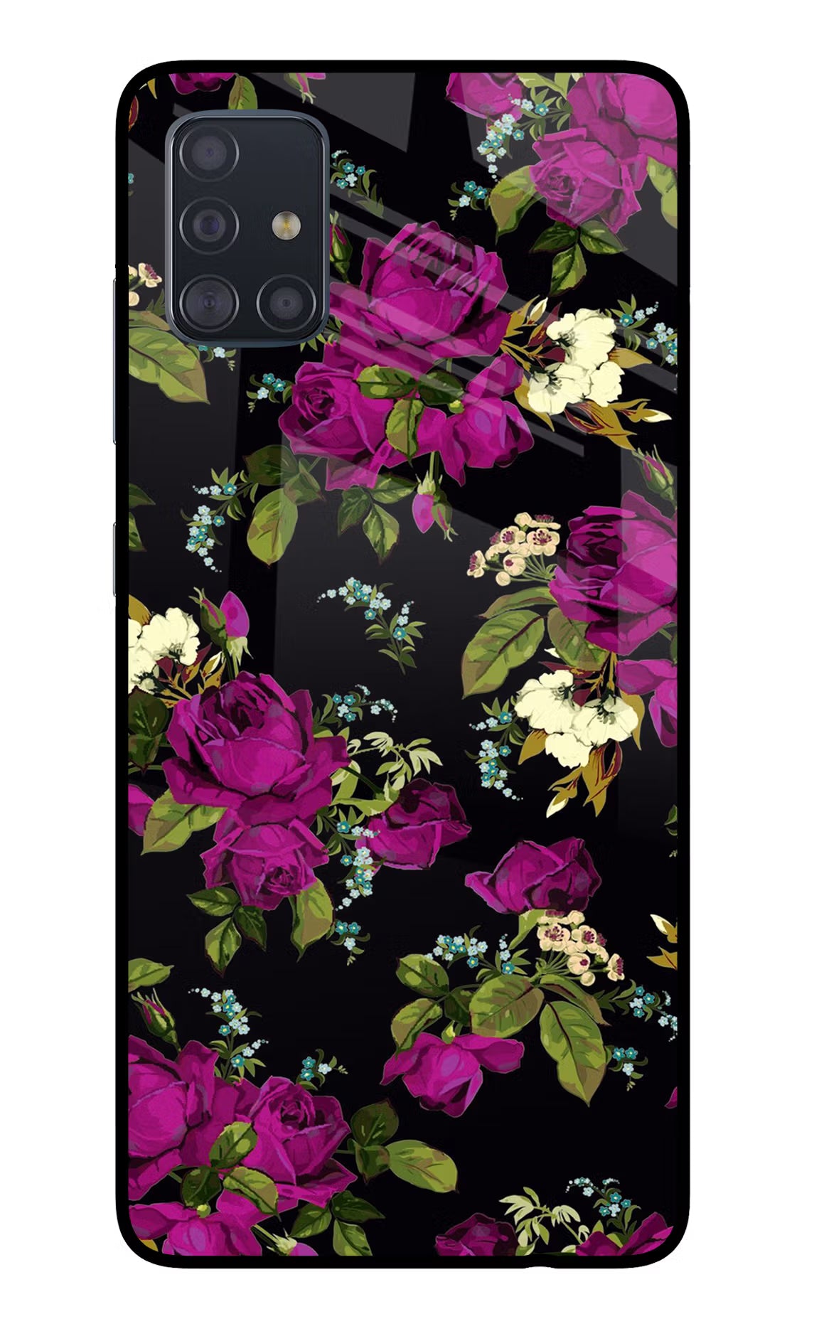 Flowers Samsung A51 Glass Case Back Cover by Casekaro