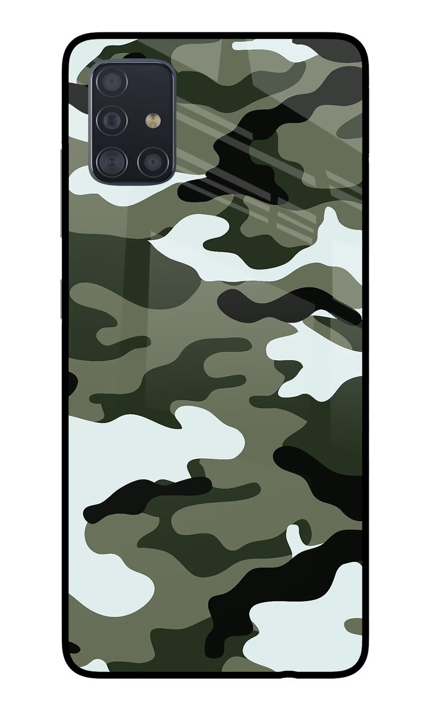Camouflage Samsung A51 Back Cover, Glass case