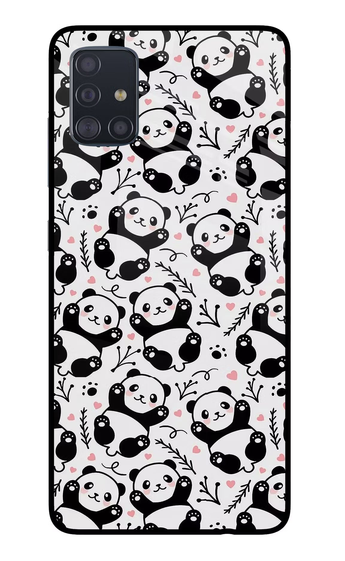 Cute Panda Samsung A51 Glass Case Back Cover by Casekaro