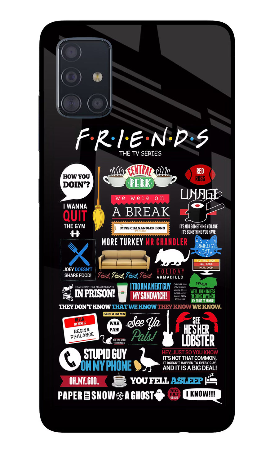 FRIENDS Samsung A51 Back Cover, Glass case