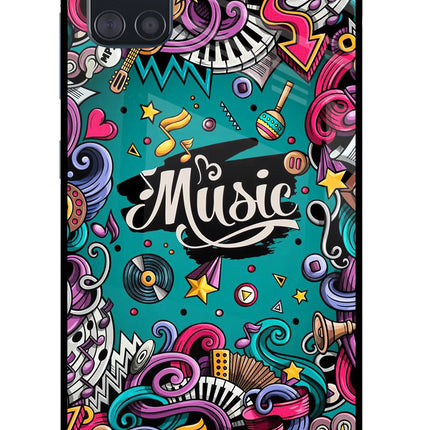 Music Graffiti Samsung A51 Glass Case Back Cover by Casekaro