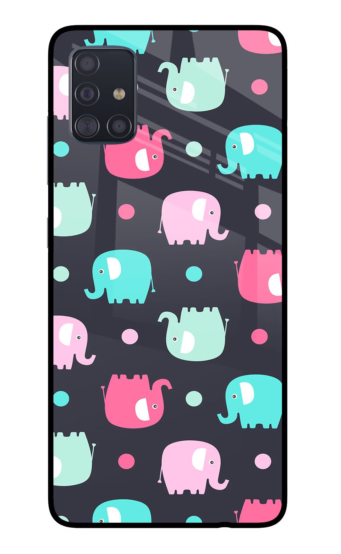 Elephants Samsung A51 Glass Case Back Cover by Casekaro