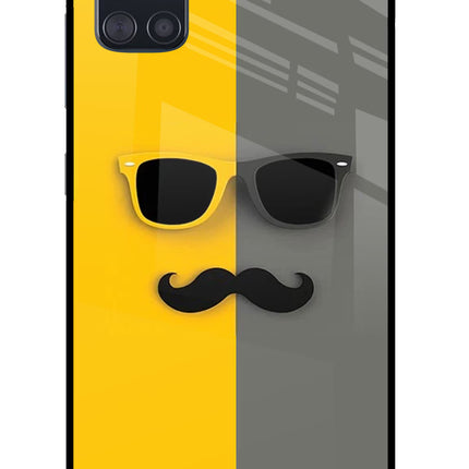 Sunglasses with Mustache Samsung A51 Glass Case Back Cover by Casekaro