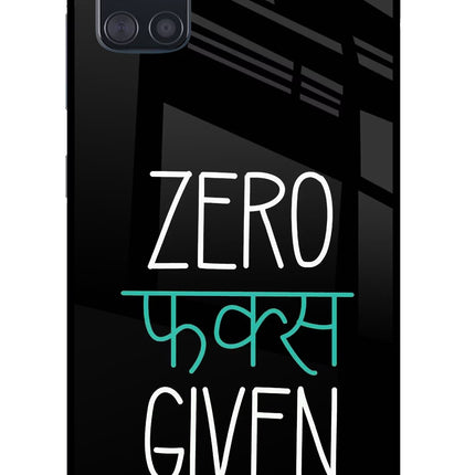 Zero Fucks Given Samsung A51 Glass Case Back Cover by Casekaro