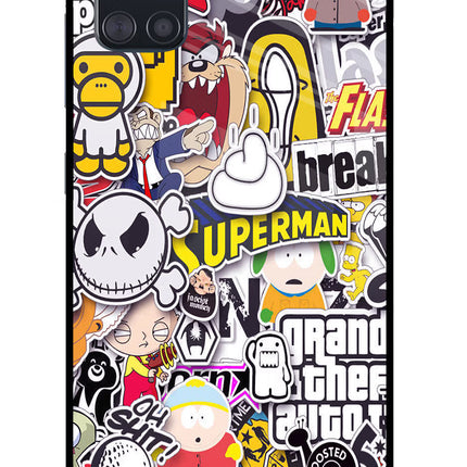 Sticker Bomb Samsung A51 Glass Case Back Cover by Casekaro