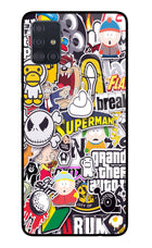 Sticker Bomb Samsung A51 Glass Case Back Cover by Casekaro