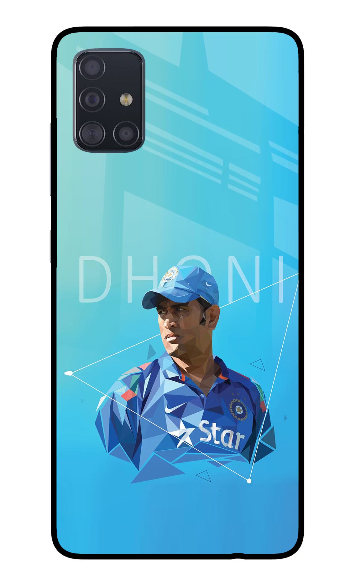 Dhoni Artwork Samsung A51 Glass Case Back Cover by Casekaro