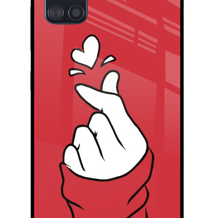 Korean Love Sign Samsung A51 Glass Case Back Cover by Casekaro