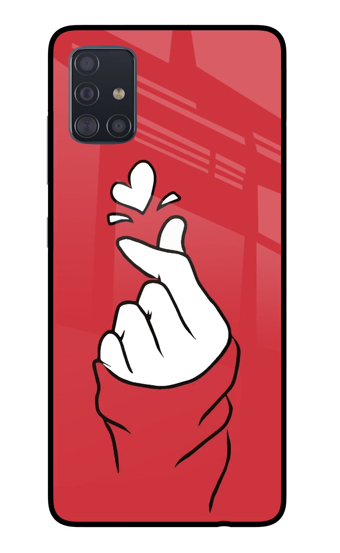 Korean Love Sign Samsung A51 Glass Case Back Cover by Casekaro