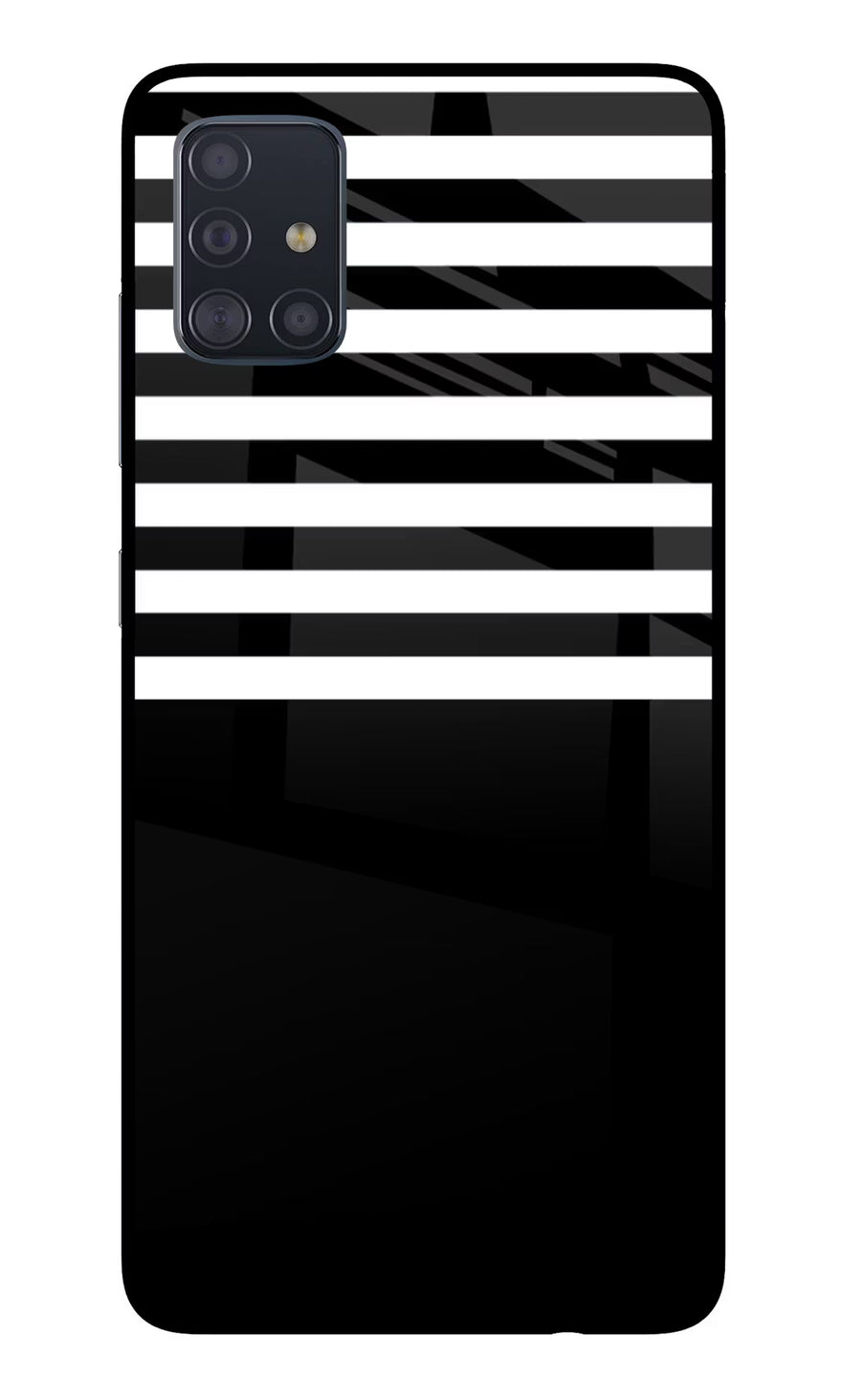 Black and White Print Samsung A51 Back Cover, Glass case