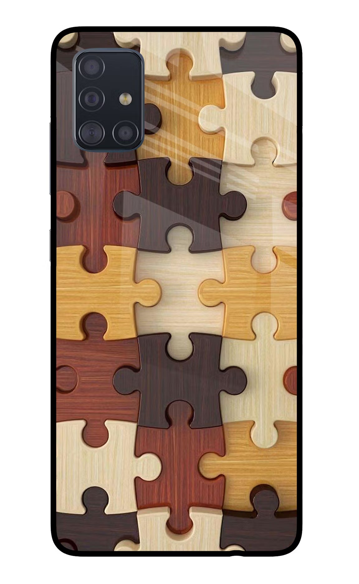 Wooden Puzzle Samsung A51 Glass Case Back Cover by Casekaro