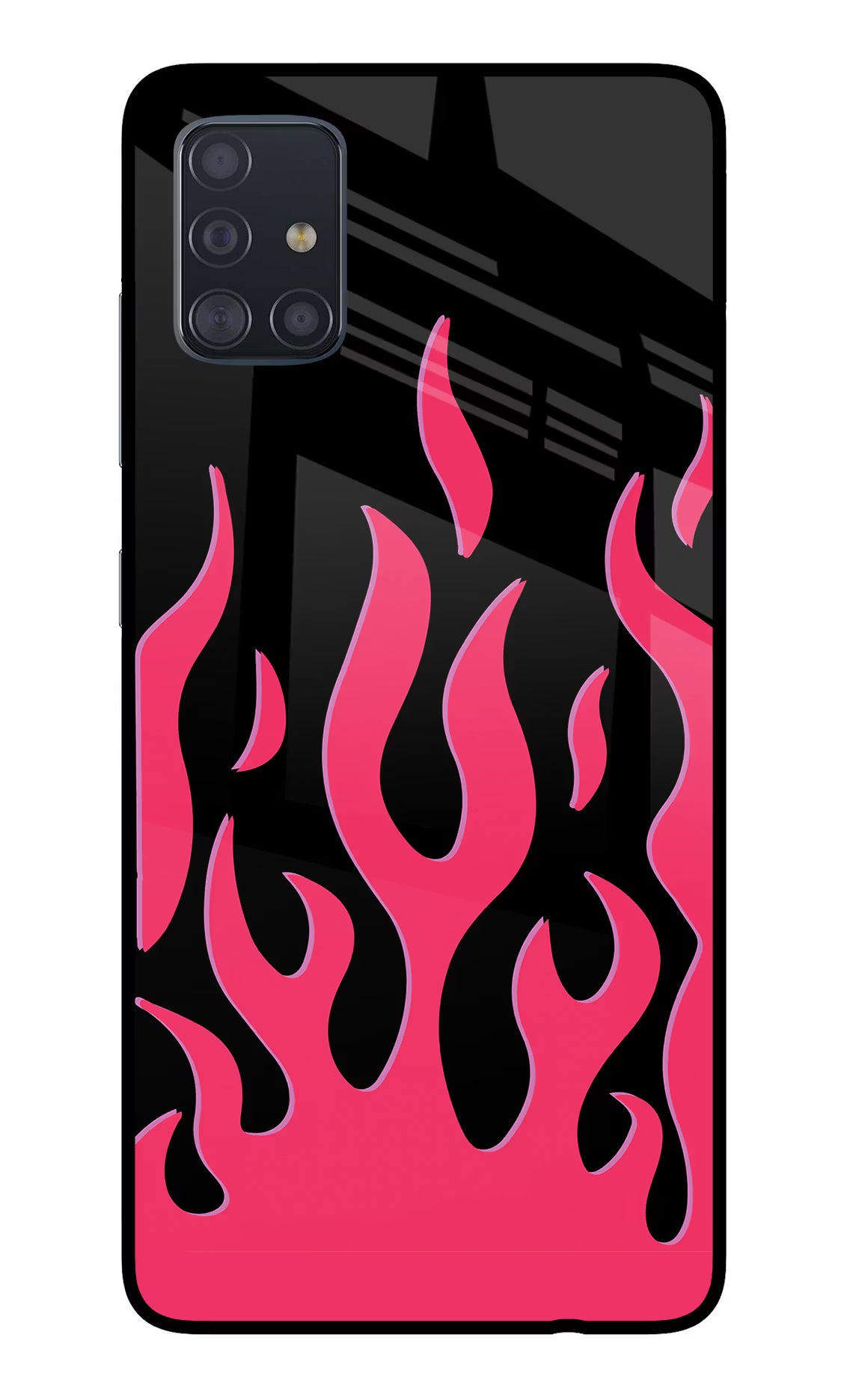 Fire Flames Samsung A51 Glass Case Back Cover by Casekaro