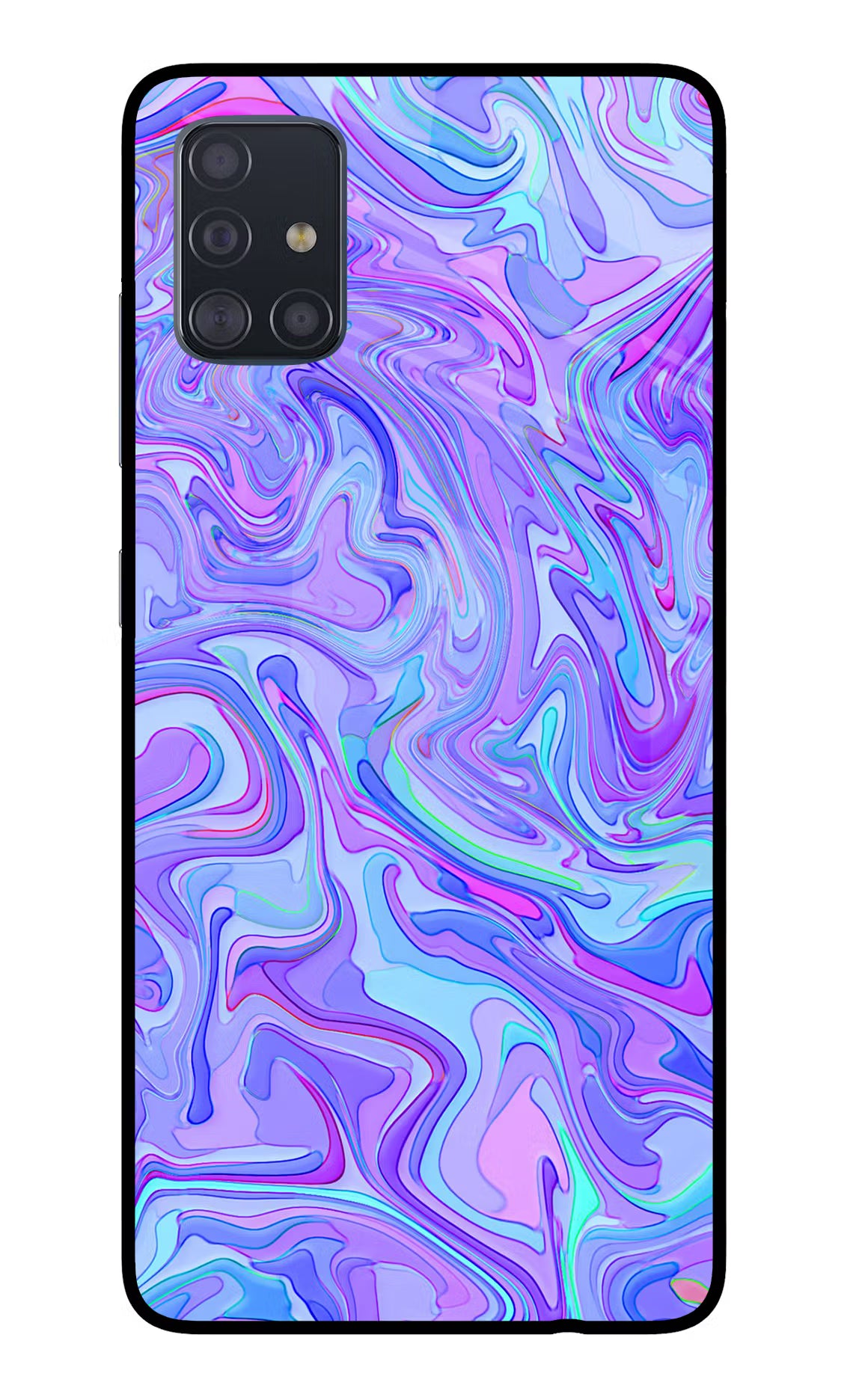 Glitter Samsung A51 Glass Case Back Cover by Casekaro