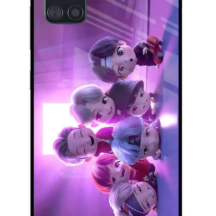 BTS Chibi Samsung A51 Glass Case Back Cover by Casekaro