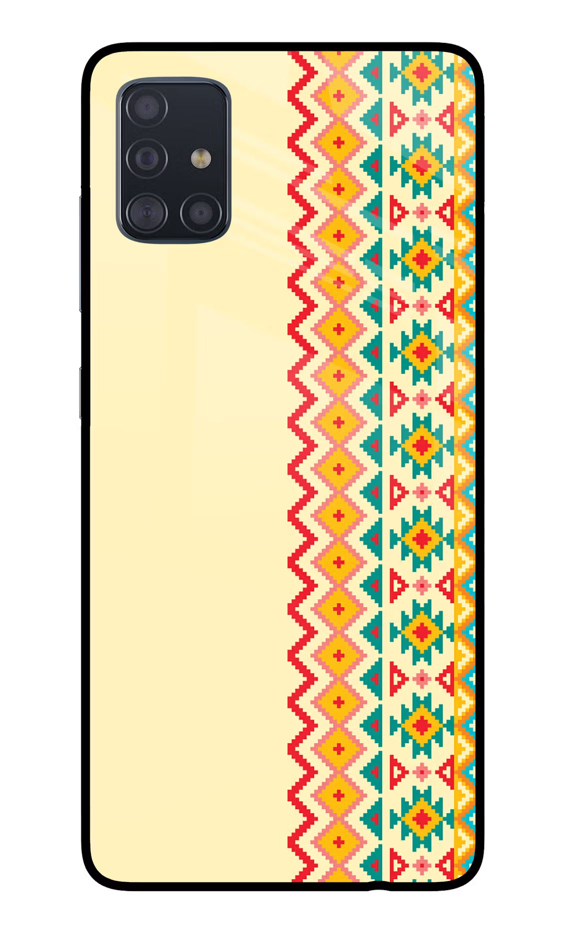 Ethnic Seamless Samsung A51 Glass Case Back Cover by Casekaro