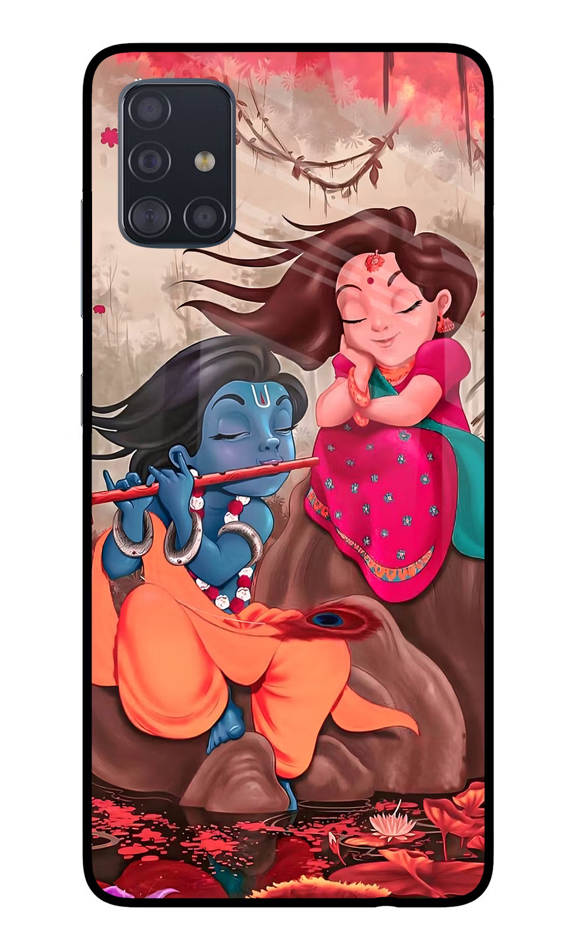 Radhe Krishna Samsung A51 Glass Case Back Cover by Casekaro
