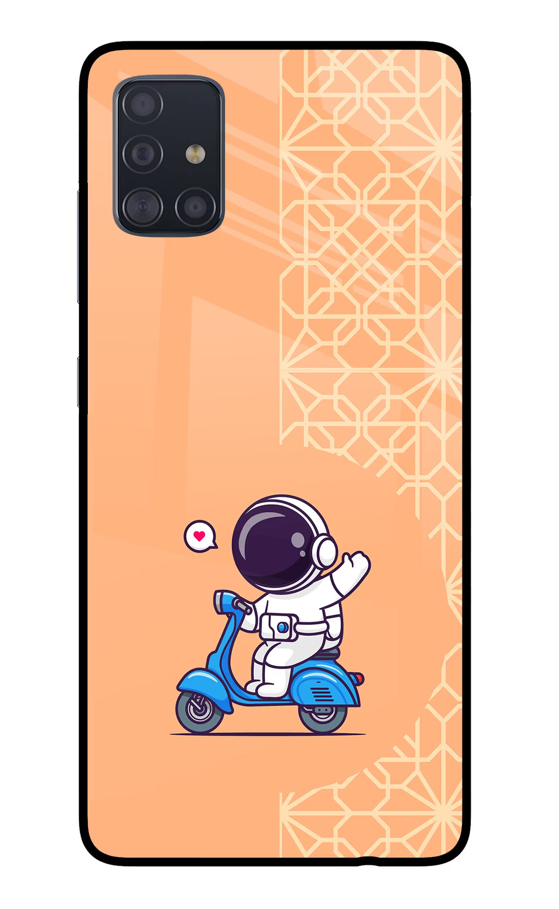 Cute Astronaut Riding Samsung A51 Glass Case Back Cover by Casekaro