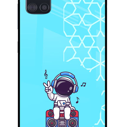Cute Astronaut Chilling Samsung A51 Glass Case Back Cover by Casekaro