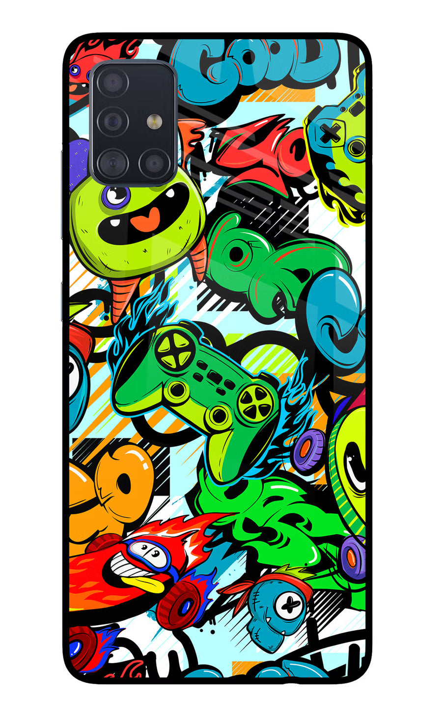 Game Doodle Samsung A51 Back Cover, Glass case