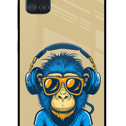 Monkey Headphone Samsung A51 Glass Case Back Cover by Casekaro
