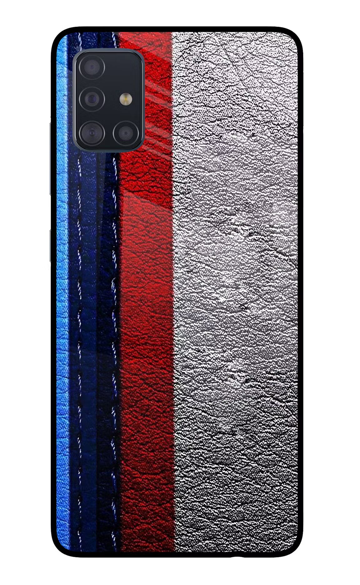 BMW Stripes Samsung A51 Glass Case Back Cover by Casekaro
