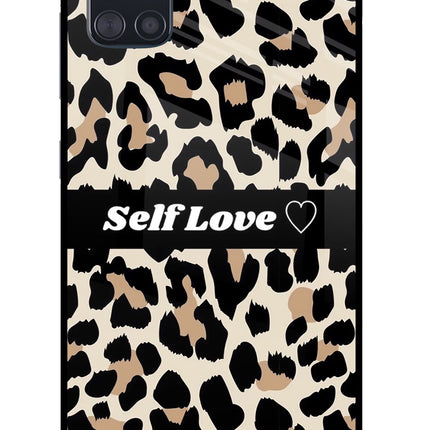 Leopard Print Self Love Samsung A51 Glass Case Back Cover by Casekaro