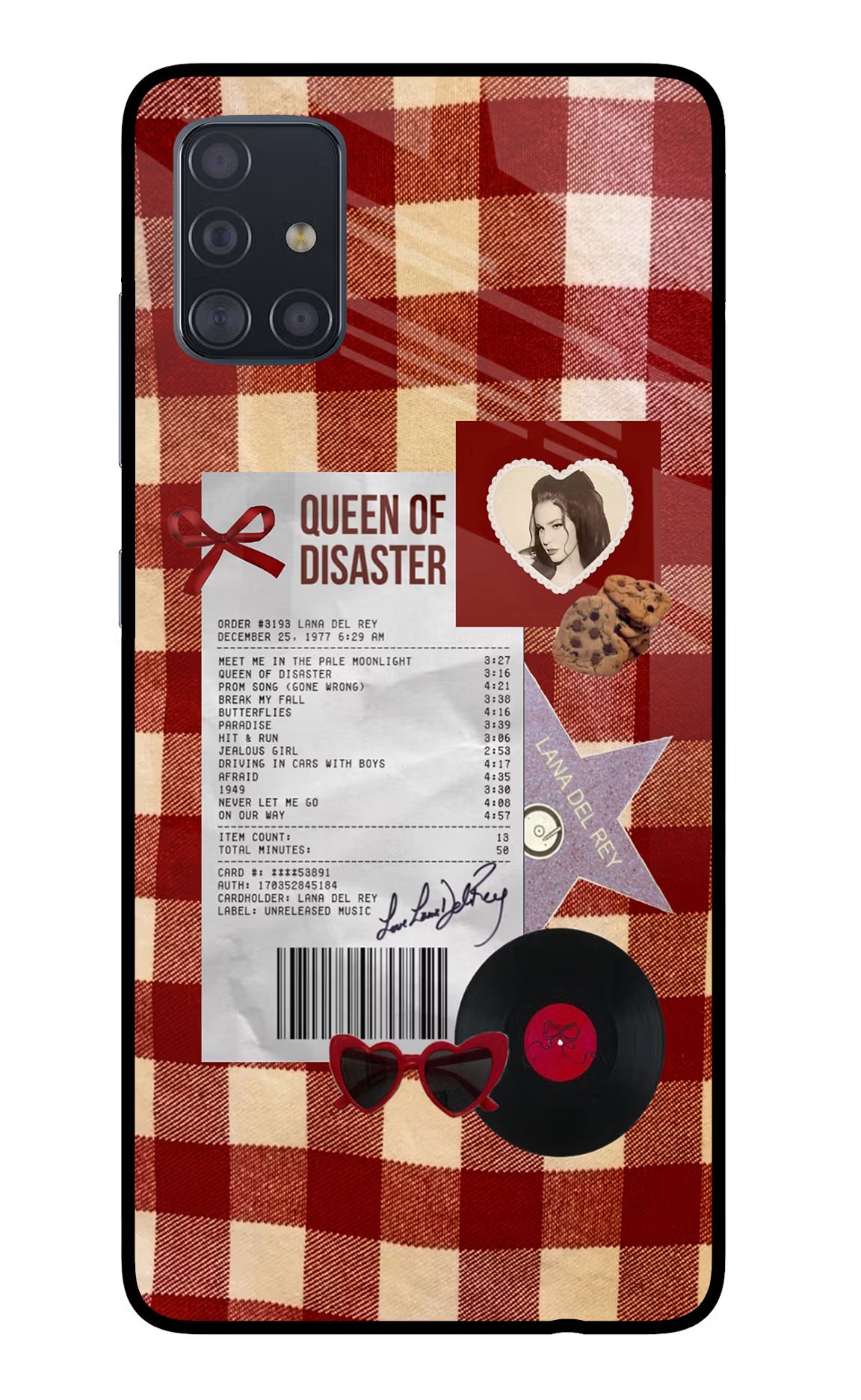Queen of Disaster Samsung A51 Glass Case Back Cover by Casekaro