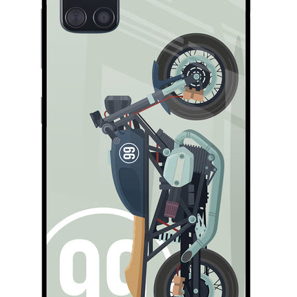 Classic Cafe Racer 99 Samsung A51 Glass Case Back Cover by Casekaro