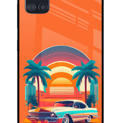 Palm Drive 80s Samsung A51 Glass Case Back Cover by Casekaro