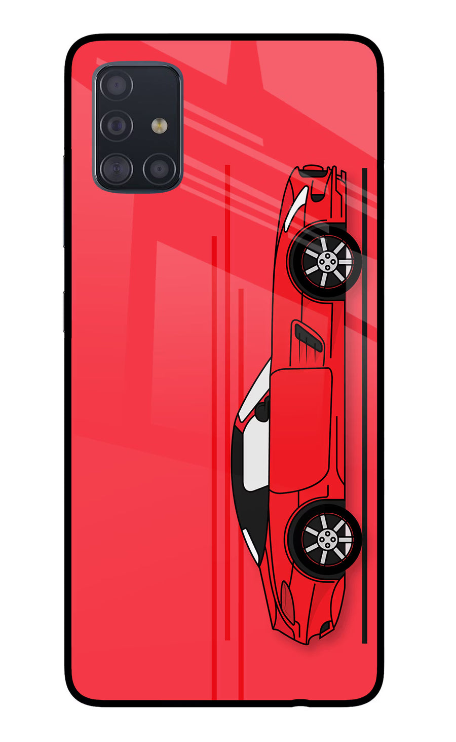 Red Velocity Samsung A51 Back Cover, Glass case
