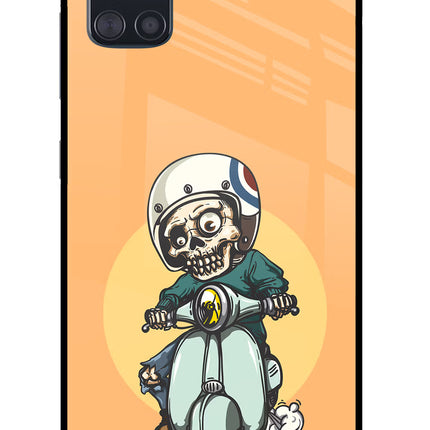 Undead Biker Samsung A51 Glass Case Back Cover by Casekaro