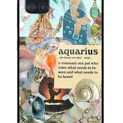 Aquarius Zodiac Samsung A51 Glass Case Back Cover by Casekaro