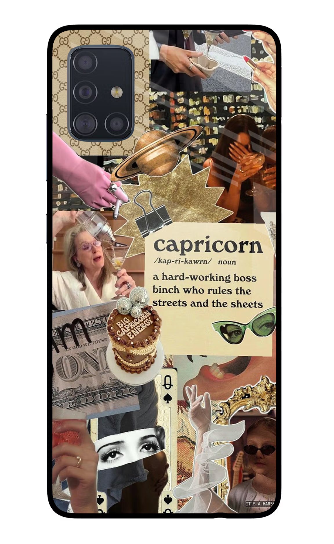 Capricorn Zodiac Samsung A51 Glass Case Back Cover by Casekaro